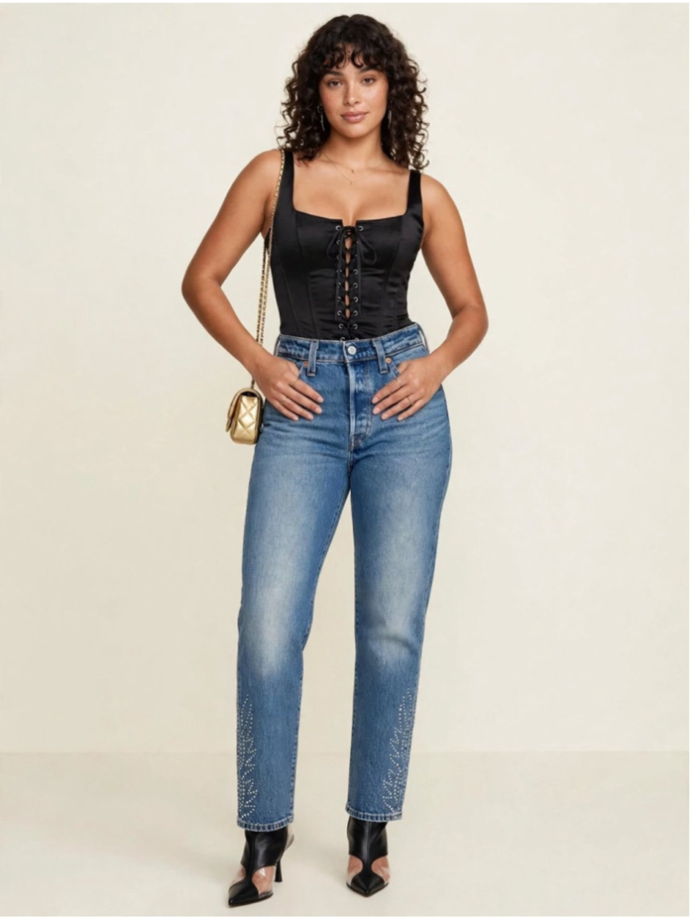 Levi's 501 Curve 26x30 NWT Solargenic Blue Rhinestone Jeans
